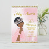 Afro Princess Pink Gold Baby shower Kaart (Staand voorkant)