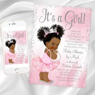 Afro Puff Prinses Baby Shower per Post Kaart