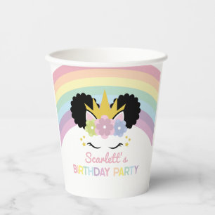 Afro Puff Unicorn Rainbows Birthday Party Papieren Bekers