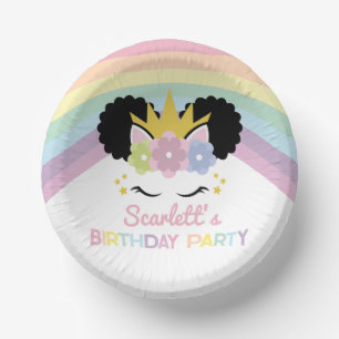 Afro Puff Unicorn Rainbows Birthday Party Papieren Kommen