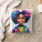 Afro Puffs zwart meisje regenboog haar Kussen (Deken)