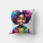 Afro Puffs zwart meisje regenboog haar Kussen (Achterkant)