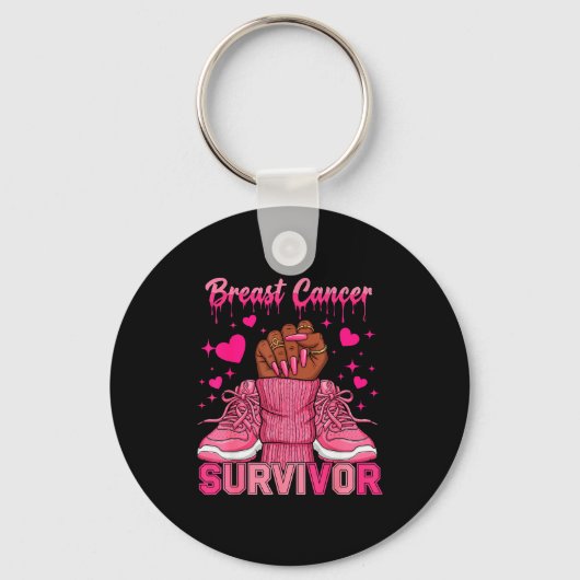 Afro Queen Black Women Breast Cancer Survivor Nk R Sleutelhanger (Voorkant)