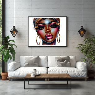 Afro Queen Mode Art Melanin Chic Poster