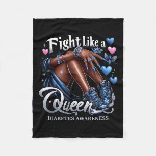 Afro Queen vecht als een koningin Diabetes Awarene Fleece Deken