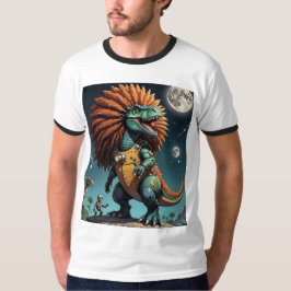 Afro Space Dino Cosmic Robot Oerwoud Tshirt