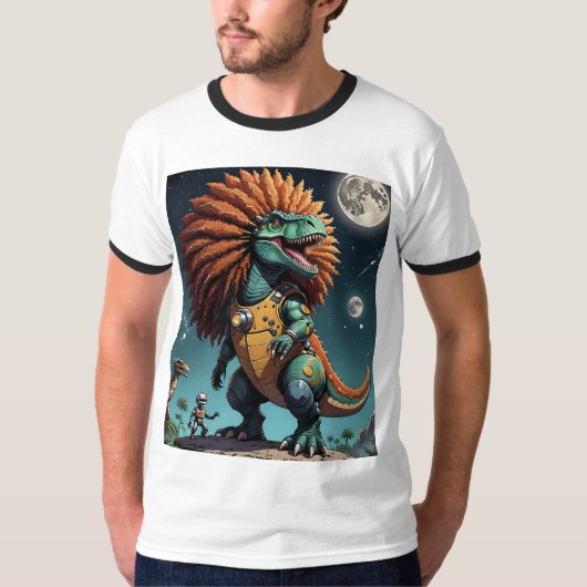 Afro Space Dino Robot Cosmique Jungle Tshirt (Devant)