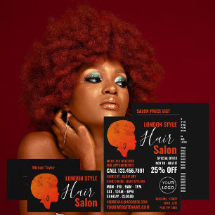 Afro stijl, kapper, kapsalon reclame flyer