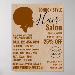 Afro Style, Hair Stylist, Hair Salon Adverteren Poster
