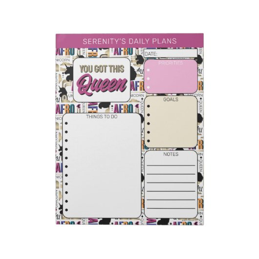 Afro Unicorn Bold Pattern Notitieblok (Gedraaid)