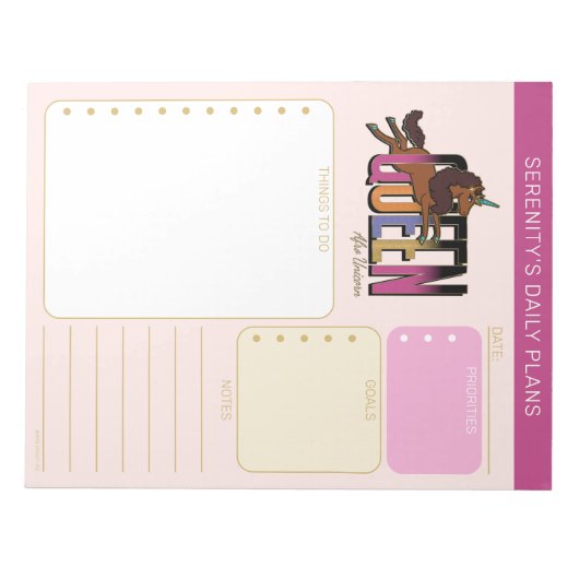 Afro Unicorn Queen Design Notitieblok (Voorkant)