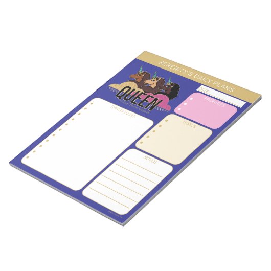Afro Unicorn Queen Trio Design Notitieblok (Schuin)