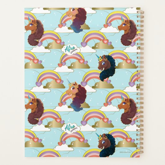 Afro Unicorn Rainbow and Hearts Pattern Planner (Achterkant)