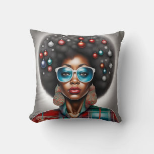 Afro vrouw frisse winter feestdagen stemming kussen