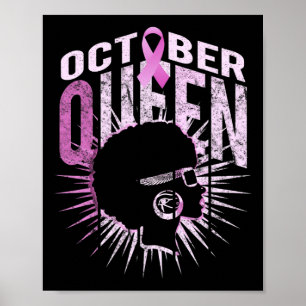 Afro vrouw In oktober Draag we roze borstkanker A Poster