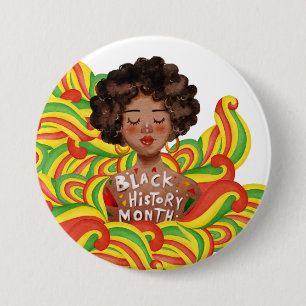 Afro Vrouw Maand van de zwarte geschiedenis Ronde Button 7,6 Cm