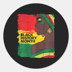 Afro Vrouw Zwart Geschiedenis Maand Kleuren Mannen Ronde Sticker