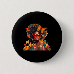 Afro Vrouwen Bloemen Vlinder Latina Afrikaans Amer Ronde Button 5,7 Cm