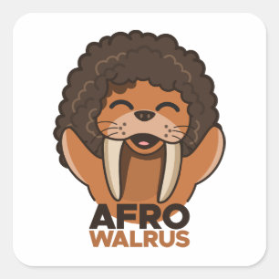 Afro Walrus Vierkante Sticker