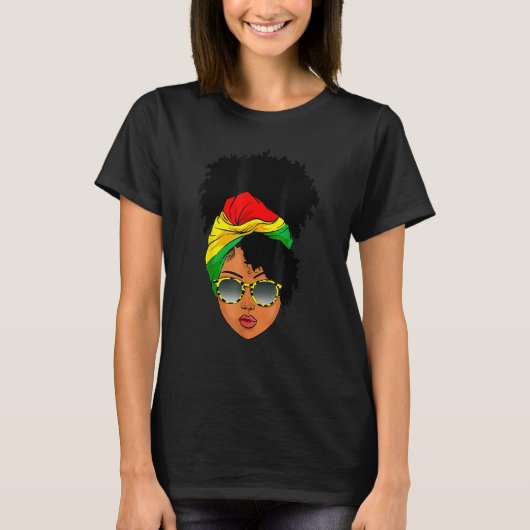 Afro Woman Headscarf Nubian Melanin Popping Black T-shirt (Voorkant)