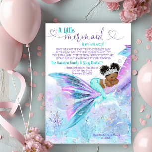 Afro Zeemeermin Baby Shower Uitnodiging