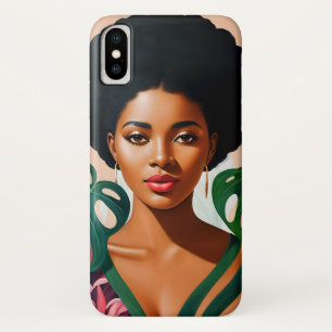 Afro Zwart Vrouw Monstera Deliciosa Botanisch iPhone X Hoesje