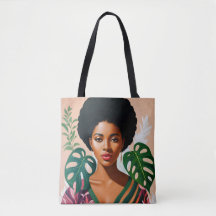Afro Zwart Vrouw Monstera Deliciosa Botanisch