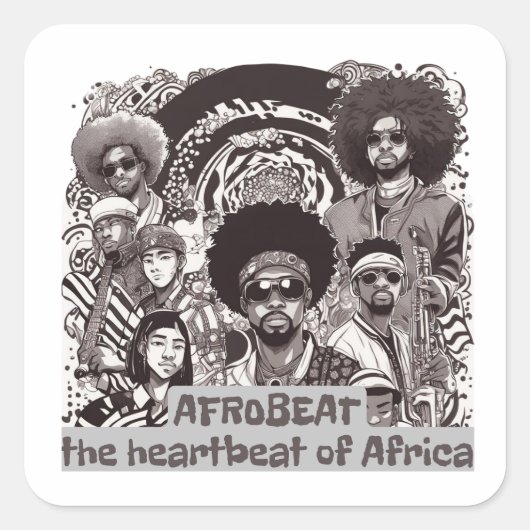 Afrobeat - De hartslag van Afrika Vierkante Sticker (Voorkant)