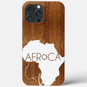 AFRoCA VROUW Afro plus Africa Wood Grain look iPhone 13 Pro Max Hoesje