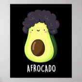Afrocado Funny Avocado met Afro Pun Dark BG Poster (Voorkant)