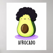 Afrocado Funny Avocado met Afro Pun Poster (Voorkant)