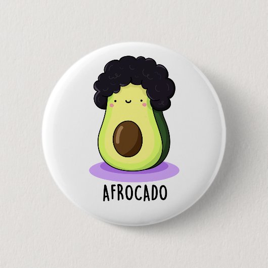 Afrocado Funny Avocado met Afro Pun Ronde Button 5,7 Cm (Voorkant)