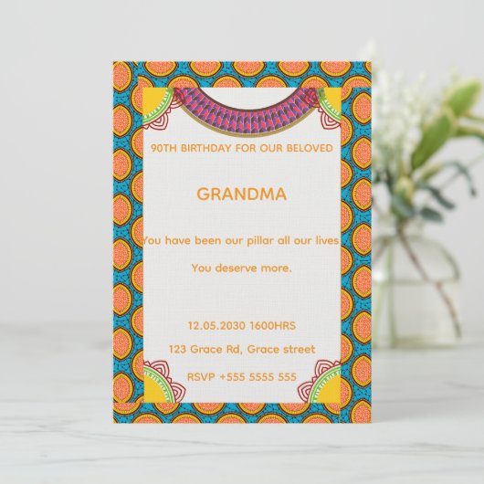Afrocentric Birthday Invitation | Ankara Pattern (Debout devant)