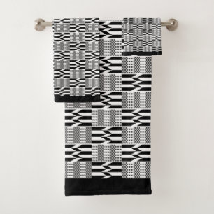 Afrocentric Black en White Kente Bad Handdoek