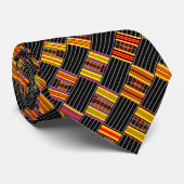Afrocentric Bright Kente Black Pinstripe Stropdas (Opgerold)