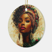 Afrocentric Christmas Queen Keramisch Ornament (Links)