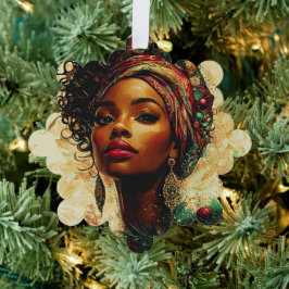 Afrocentric Christmas Queen Ornament Kaart