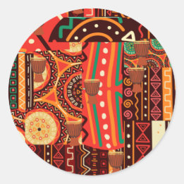 Afrocentric Kente Jigzaag Puzzle Ronde Sticker