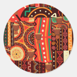 Afrocentric Kente Jigzaag Puzzle Ronde Sticker