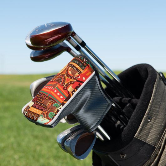 Afrocentric Kente Tribal Pattern Golfheadcover (Insitu)