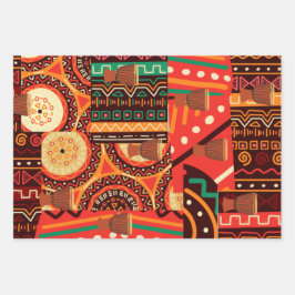 Afrocentric Kente Tribal Pattern Inpakpapier Vel