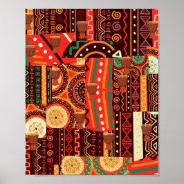 Afrocentric Kente Tribal Pattern Poster