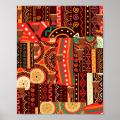 Afrocentric Kente Tribal Pattern Sierkussen Poster (Voorkant)