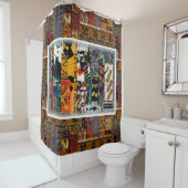 Afrocentric Motif Pattern Print Douchegordijn (In situ)