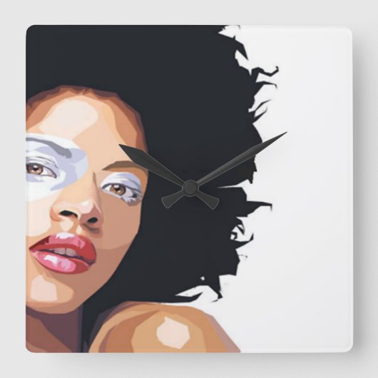 Afrocentric Wall Clock Vierkante Klok (Voorkant)