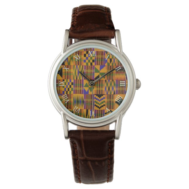 Afrocentrisch Kente polshorloge Horloge (Voorkant)