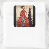 Afrocentrisch persformulier Mannequin-kerstboom Vierkante Sticker (Tas)