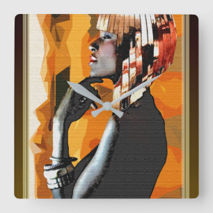Afrocentrische Pop kunst Vierkante Klok