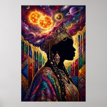 Afrofuturisme Koningin Kosmische Nevel Muurkunst P