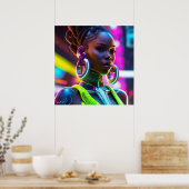 Afrofuturiste Africaine Poster d'Art Moderne (Cuisine)